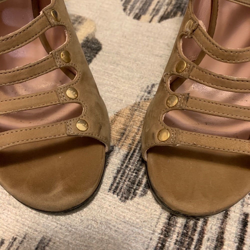 Stuart Weitzman 36 6 stiletto tan gold booties heels - Picture 4 of 9